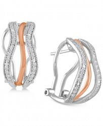 Diamond Two-Tone Hoop Earrings (1/4 ct. t. w. ) in Sterling Silver and 18k Rose Gold-Plate
