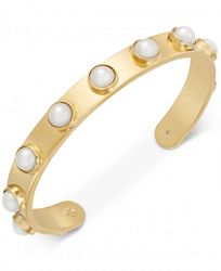 kate spade new york Gold-Tone Imitation Pearl Studded Cuff Bracelet