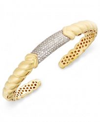 Diamond Pave Bar Twist Cuff Bracelet (7/8 ct. t. w. ) in 14k Gold-Plated Sterling Silver