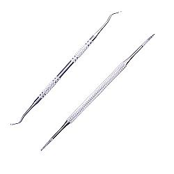 Romonacr Ingrown Toenail File & Lifter Nail Cleaner Two Sides Stainless Steel for Home & Salon Use 2Pcs