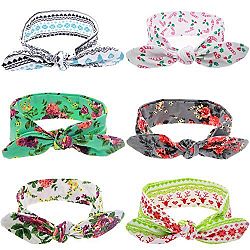 Roewell® Baby's Turban Knotted Headbands Infant Hair band Newborn Stretchable Hair Bows Headbands (6 pack)