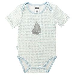 Kushies Baby Boys Short Sleeves Bodysuit, Light Blue Print, 1 Month