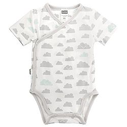 Kushies Baby Infant Short-Sleeves Bodysuit, White Print, 6 Months
