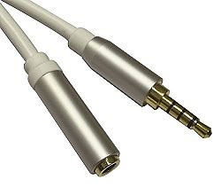 MyCableMart 2ft PREMIUM 3.5mm 4 Conductor TRRS/3 Band + Mic or Video EXTENSION Cable