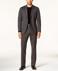 Kenneth Cole Reaction Men's Slim-Fit Charcoal Knit Techni-Cole Suit