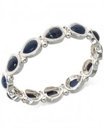 Nine West Silver-Tone Blue Stone Stretch Bracelet