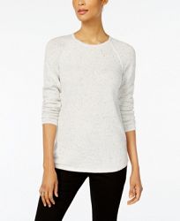 Karen Scott Petite Flecked Curved-Hem Sweater, Created for Macy's