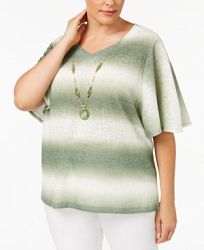 Alfred Dunner Plus Size Palm Desert Collection Biadere Ombre Striped Top