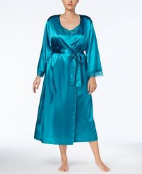 Thalia Sodi Plus Size Lace-Trimmed Wrap Robe, Created for Macy's