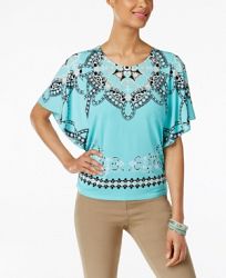 Jm Collection Printed Studded Top, Created for Macy's