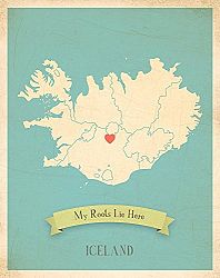 Wall Map, My Roots Iceland Personalized Wall Map 18x24 Inch Print, Kid's Iceland Map Wall Art, Wall Art Print, Nursery Decor, Nursery Wall Art