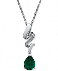 Lab Created Emerald (1-5/8 ct. t. w. ) & Diamond Accent Pendant Necklace in Sterling Silver