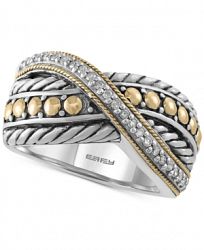 Balissima by Effy Diamond Two-Tone Crisscross Ring (1/10 ct. t. w. ) in Sterling Silver & 18k Gold
