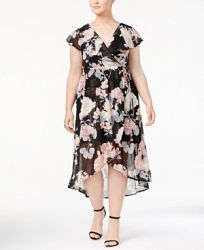 Soprano Trendy Plus Size Faux-Wrap Dress