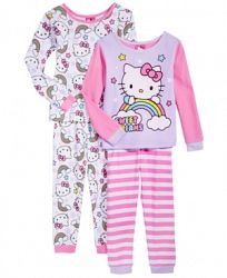 Hello Kitty 4-Pc. Cotton Pajama Set, Toddler Girls
