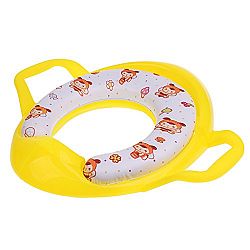 Dovewill Secure Comfort Potty Training Toilet Seat with Soft Cover Pads & Handle for Unisex Kids Toddlers - 40*41cm, Yellow