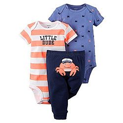 Carter's Baby Boys' 3-Piece Bodysuit & Pant Set (3 Months, Captain Crab) by Carter's