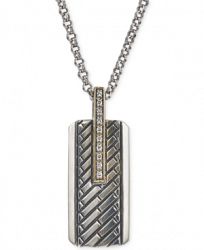 Esquire Men's Jewelry Diamond Dog Tag Pendant Necklace (1/10 ct. t. w. ) in Sterling Silver & 14k Gold, Created for Macy's