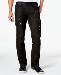 I. n. c. Men's Slim-Fit Stretch Black Cargo Jeans, Created for Macy's