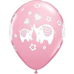 Qualatex 11 Inch Baby Boys/Girls Elephant Design Balloons (Pack of 25) (One Size) (Pink)
