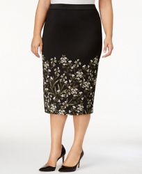 Alfani Plus Size Printed Pencil Skirt