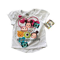 Disney Tsum Tsum Little Boys & Girls/Toddler/ Junior Short Sleeve T-shirts (2T- 4T) (4T, WHITE)