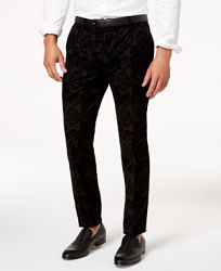 I. n. c. Men's Slim-Fit Flocked Paisley Pants, Created for Macy's