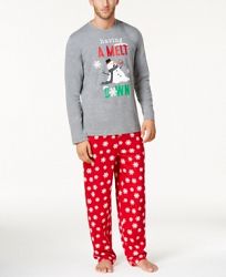 Family Pajamas Men's Snowflake Meltdown Pajama Set, Created for Macy's