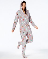 Family Pajamas Women's Holiday Happy Gnomes Footed Pajamas, Created for Macy's