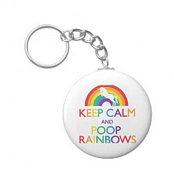 Keep Calm and Poop Rainbows Unicorn Keychain