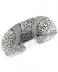 Balissima by Effy Diamond (5/8 ct. t. w. ) Swirl Pattern Hinged Cuff Bracelet in Sterling Silver & 18k Gold