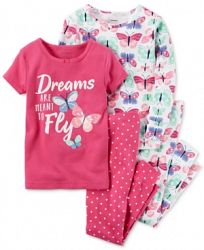 Carter's 4-Pc. Butterfly Dreams Cotton Pajama Set, Baby Girls