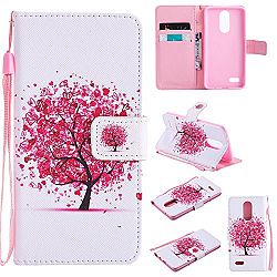 LG Aristo Case, LG Phoenix 3 Case, LG K8 2017 Case, Winfrey [Cherry Tree] PU Leather Wallet Flip Protective Case Cover with Card Slots and Stand
