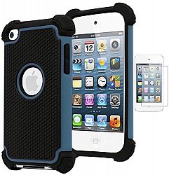 Bastex Hybrid Armor Case for Apple iPod Touch 4, 4th Generation - Blue+BlackINCLUDES SCREEN PROTECTOR