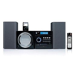JWIN i7500DBLK Mini MP3 Stereo System with Dock and Dual Voltage
