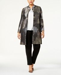 Anne Klein Plus Size Printed Mandarin-Collar Jacket