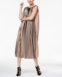 Catherine Malandrino Striped Pleated Midi Dress