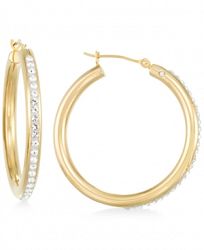 Signature Gold Crystal Hoop Earrings in 14k Gold over Resin