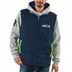 Seattle Seahawks NFL 8 Looks In 1 Full Zip Reversible Hooded Vest Jacket