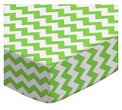 SheetWorld Fitted Crib / Toddler Sheet - Lime Chevron Zigzag - Made In USA