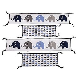Bacati Elephants Blue/Grey Bumper Pad