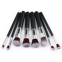 Kelis 8 pcs/set Makeup Brush Kit Cosmetics Foundation Blending with 4 pcs small, 4 pcs big (Silver Black)