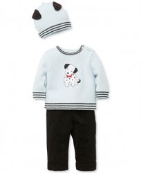 Little Me 3-Pc. Cotton Hat, Dalmatian Sweater & Pants Set, Baby Boys