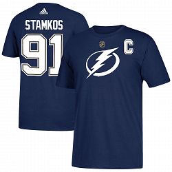 Tampa Bay Lightning Steven Stamkos Adidas NHL Silver Player Name & Number T-Shirt