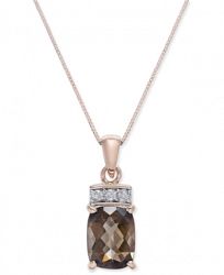 Smoky Quartz (1-9/10 ct. t. w. ) & Diamond Accent Pendant Necklace in 14k Rose Gold