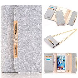 iPhone 7 Plus Case, iNextStation [Folio Style] Bling Wallet Pouch Card Slot PU Leather Case Cover & Chain For iPhone 7 Plus Premium iPhone Wallet Cases STAND Feature for Apple iPhone 7 Plus Silver