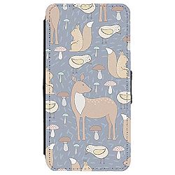 Image Of Woodland Pattern with Deer and Squirrels with Mushrooms Apple iPhone 7 Plus Leather Flip Phone Case
