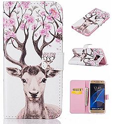 Galaxy S7 Edge Case, Winfrey[Deer & Wintersweet][Stylish Design][Credit Cards Slot][Kickstand] - PU Leather Wallet Case for Samsung Galaxy S7 Edge