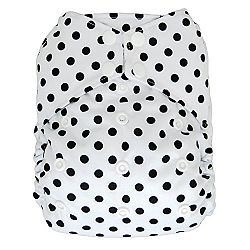 Reusable All-in-one AIO Baby Cloth Diaper One Size Fit 10-33 Lbs (Polka Dot)