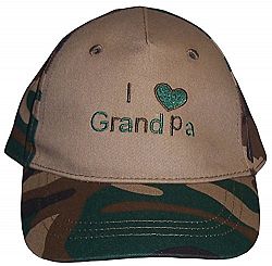 N'Ice Caps Boys Authentic Constructed "I Love Grandpa" Cap (2-3 yrs, green camo print)
